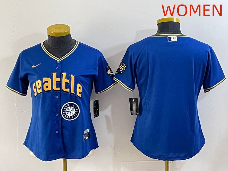 Women 2025 Seattle Mariners Blank Blue City Edition Nike MLB Jersey style 4->women mlb jersey->Women Jersey